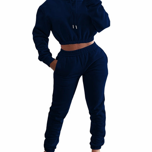 Women's Spring And Winter Plush Sports Casual Suit Hoodie+Jogging Pant